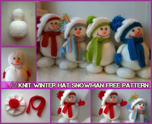 DIY Knitted Winter Hat Snowman Tutorial-Free Pattern