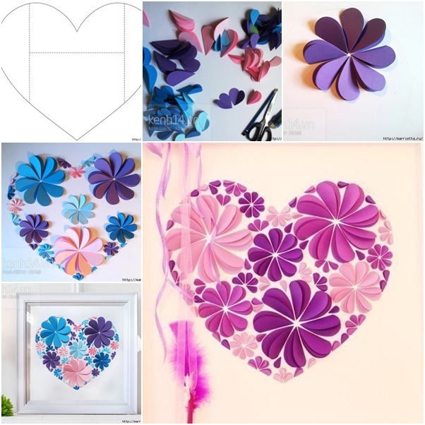 How to Make Easy Paper Heart Flower Wall Art