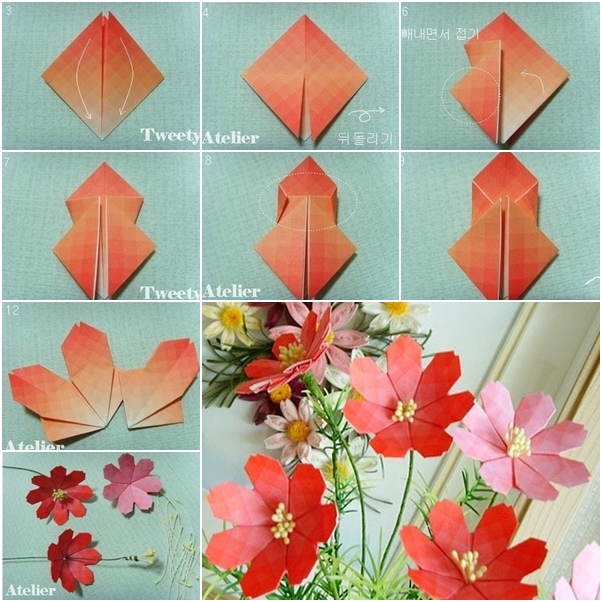 Оригами как сделать цветы из бумаги видео на русском
