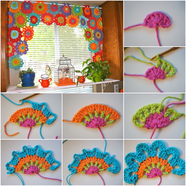 DIY Crochet Flower Power Valance Free Pattern