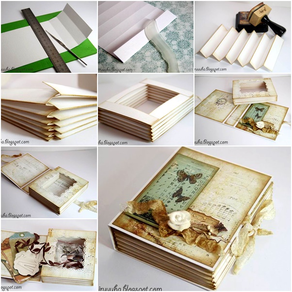 DIY Vintage Scrapbook Gift Box www.FabArtDIY.com
