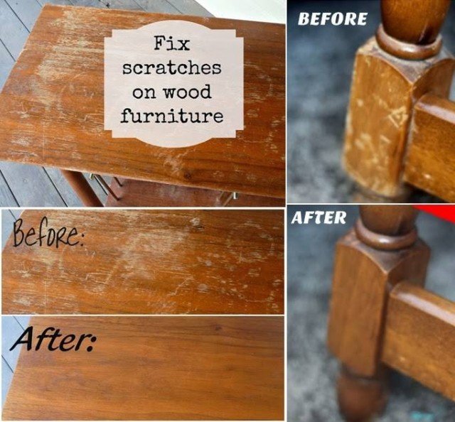 how to fix scratches in wood furniture easily