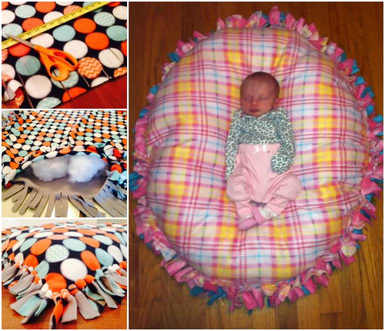 DIY No Sew Floor Pillow Bed www.FabArtDIY.com