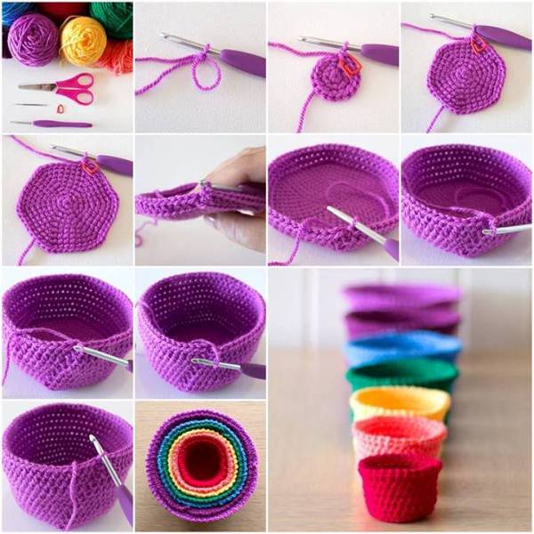 Crochet Set of Rainbow Nesting Baskets (Free Pattern)
