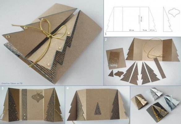 How to DIY Christmas Tree Greeting Card from Cardboard | www ...