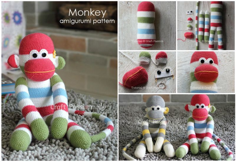 How to DIY Crochet Amigurumi Sock Monkey with Free Pattern ...