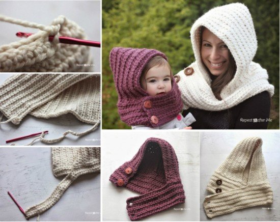DIY Hooded Crochet Cowl Scarfie Free Pattern