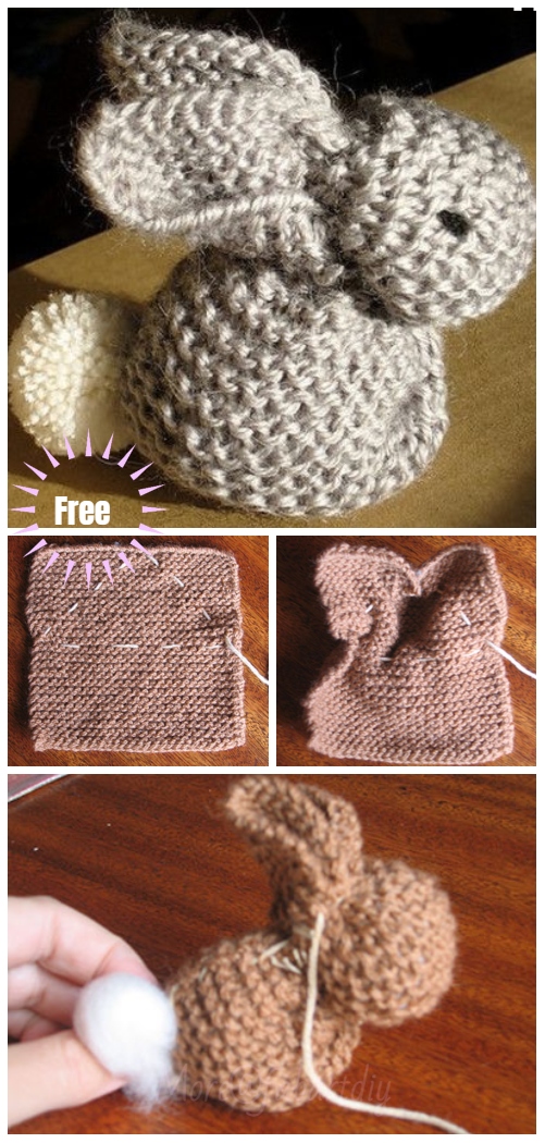 Diy Knitted Bunny From A Square