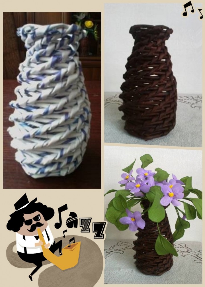 DIY Recycled Newspaper Vase with Paper Violets