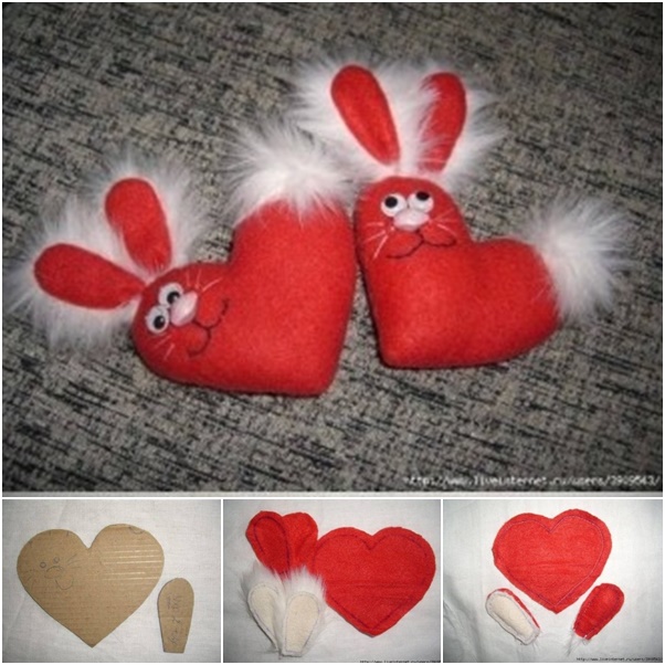 DIY Fuzzy Valentine Bunny Plushie Free Sewing Patterns