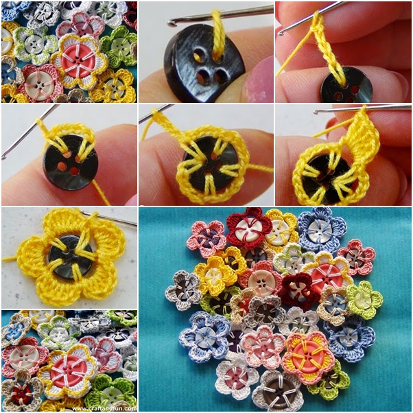 DIY Crochet Button Flower Free Pattern