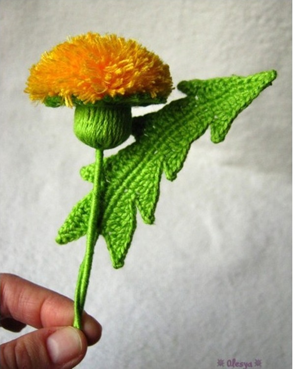 How to DIY Crochet Yarn Dandelion Bouquet free pattern with picture tutorial