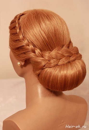 DIY Elegant Evening Braid Hairstyle - Hair Bun with Side Braid Wrap Instructions and Tutorials (Pictures)