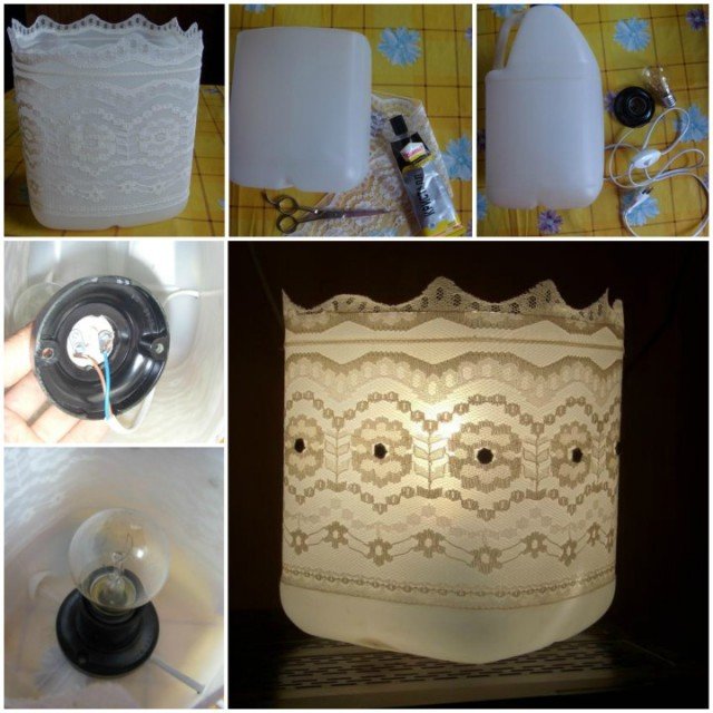 DIY Lace Lamp from Plastic Bottle
