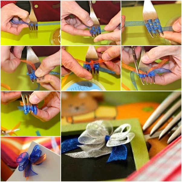 DIY Perfect Double Ribbon Bow Tie with Forks