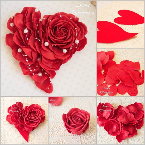 Valentine DIY Paper Rose Heart Wreath Wall Decor Tutorial