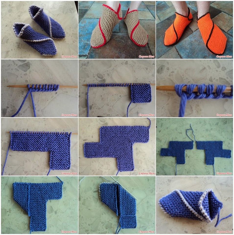 Knitted slippers Chipolino spokes Tutorial