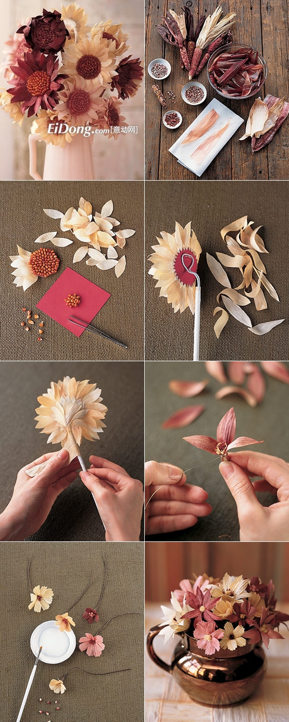 DIY Cornhusk Flowers tutorial