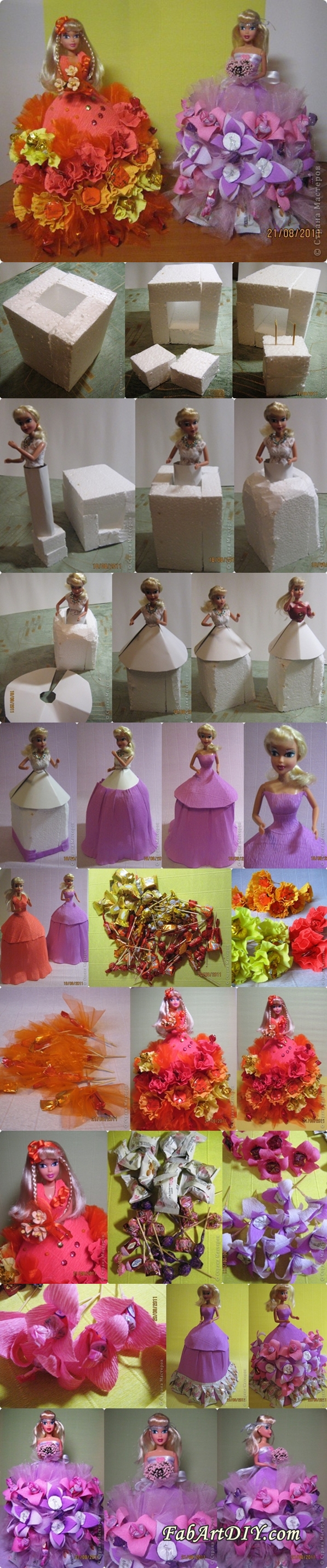 crepe paper chocolate barbie dress tutorial