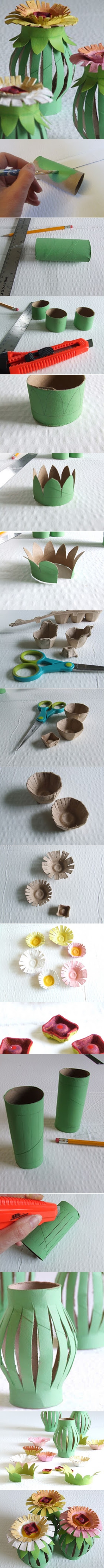 DIY Toilet Paper Roll Egg Carton Flower Lantern