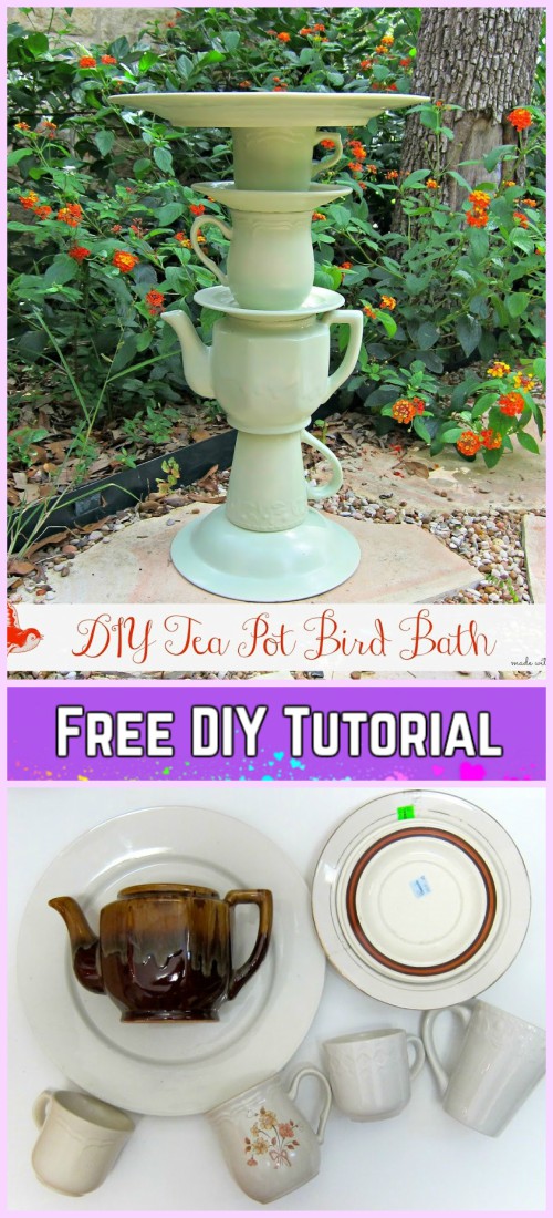 DIY Tea Pot Bird Feeder tutorial