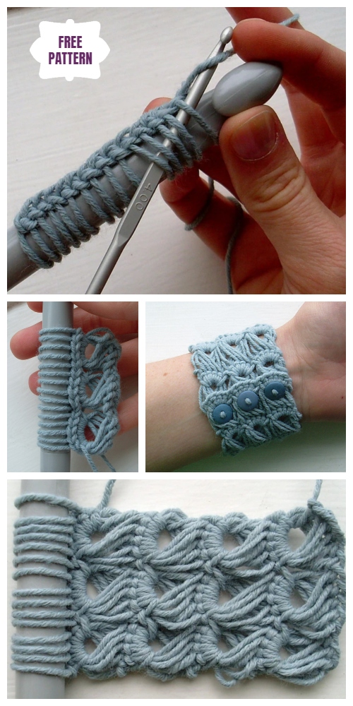 Stylish Crochet Broomstick Lace Bracelet Free Crochet Pattern - Video