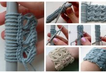 Stylish Broomstick Lace Bracelet Free Crochet Pattern – Video Stylish Crochet Broomstick Lace Bracelet Free Crochet Pattern - Video