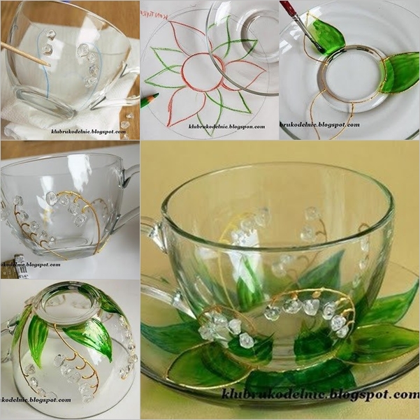 DIY Floral Painted Glass Cup Set