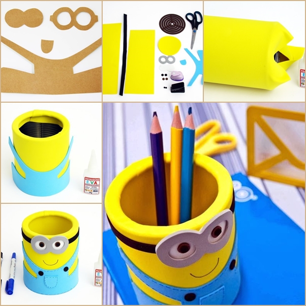 DIY EVA Minion Pencil Organizer from Can