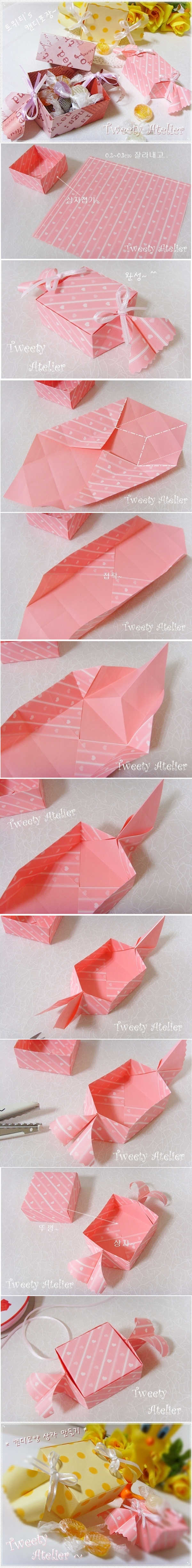 DIY Candy Shaped Paper Candy Gift Box-ORIGAMI gift box tutorial (with picture)