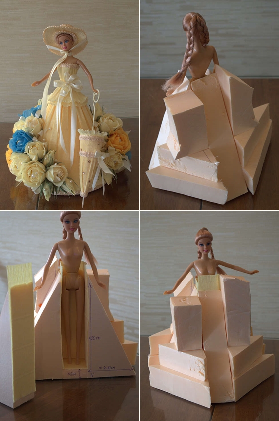 DIY Crepe Paper Barbie Dress Flower Bouquet