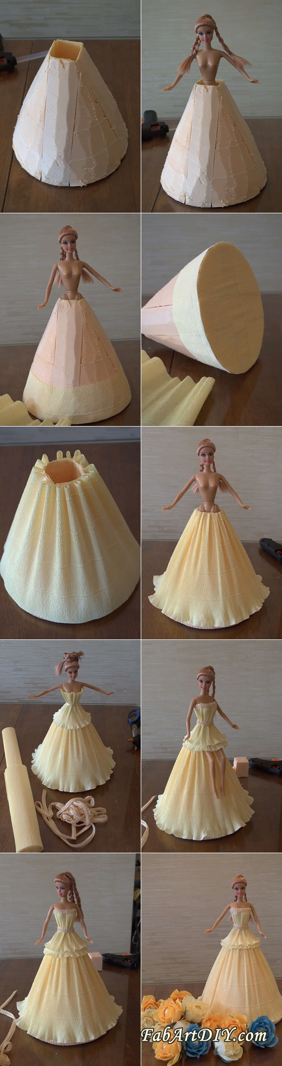 DIY 3 BARBIE DRESSES FROM TISSUE PAPER