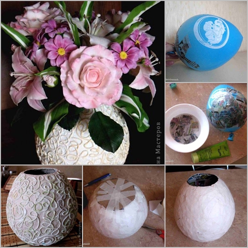 DIY Paper Vase from Recycled Paper and Balloon