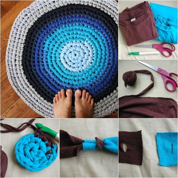 DIY Crochet Rag Rug from Old T-shirts tutorial