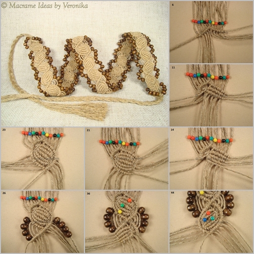 DIY Macrame Twine Cord and Bead Coquille Belt