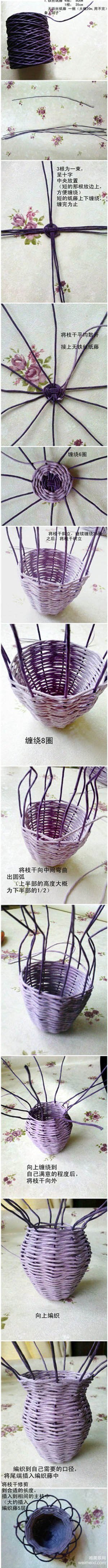 weaved flower basket or vase tutorial