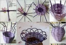 DIY Woven Flower Vase from Paper Roll weaved flower vase feature