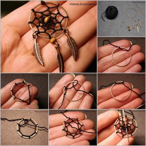 DIY Web Dream Catcher Jewelry pendent tutorial