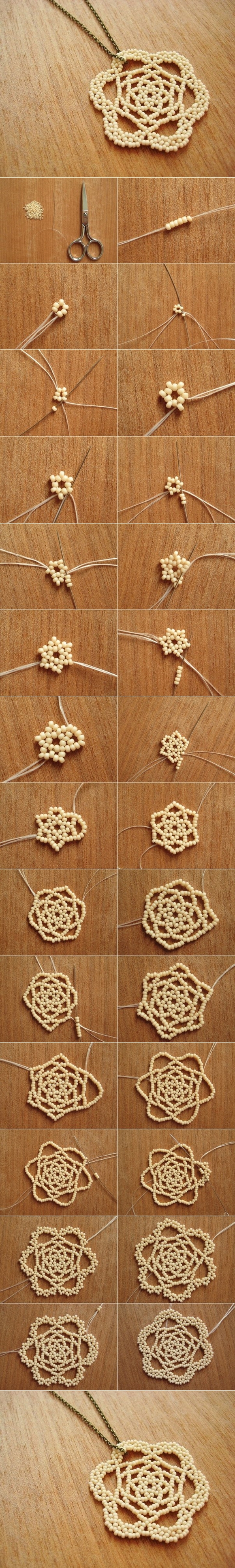 DIY Beaded Rose Necklace Pendant tutorial