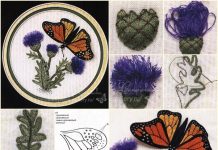DIY Beautiful Thread Embroidery Butterfly on Dandelion DIY Beautiful Thread Embroidery Butterfly on Dandelion