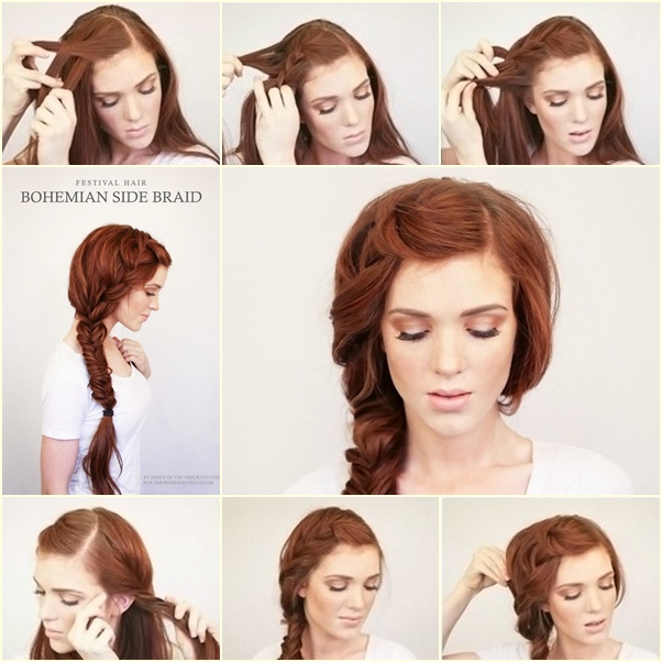 Diy Bohemian Side Braid Hairstyle Diy Tutorials