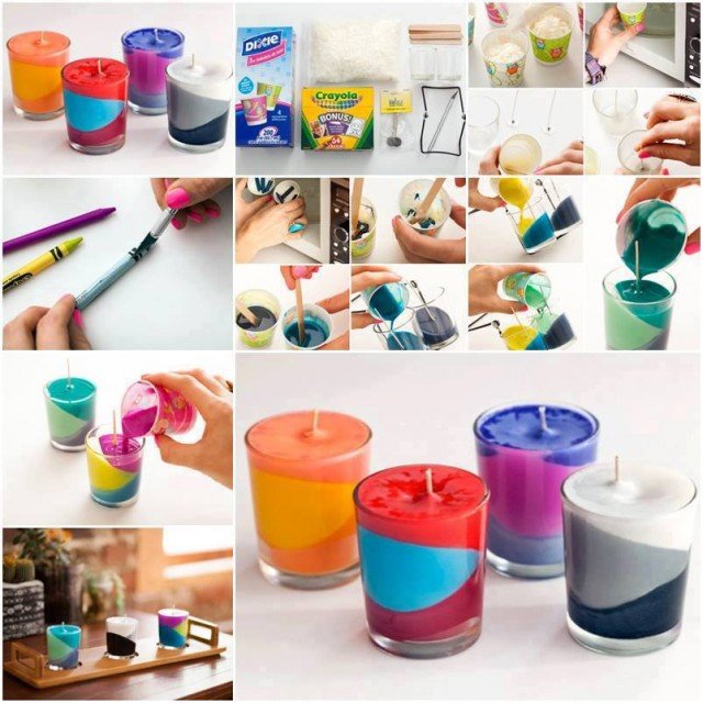 DIY Colorful Block Candles from Broken Crayons