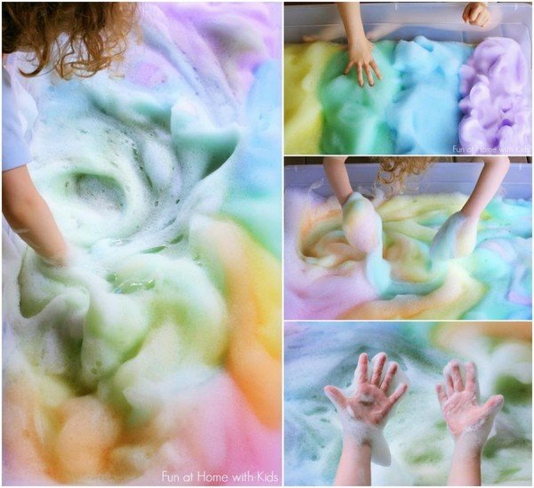 DIY Rainbow Soap Foam Bubbles tutorial for Kids Fun