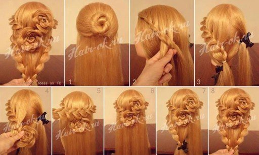 DIY Updo Lace Braid Rose Hairstyle