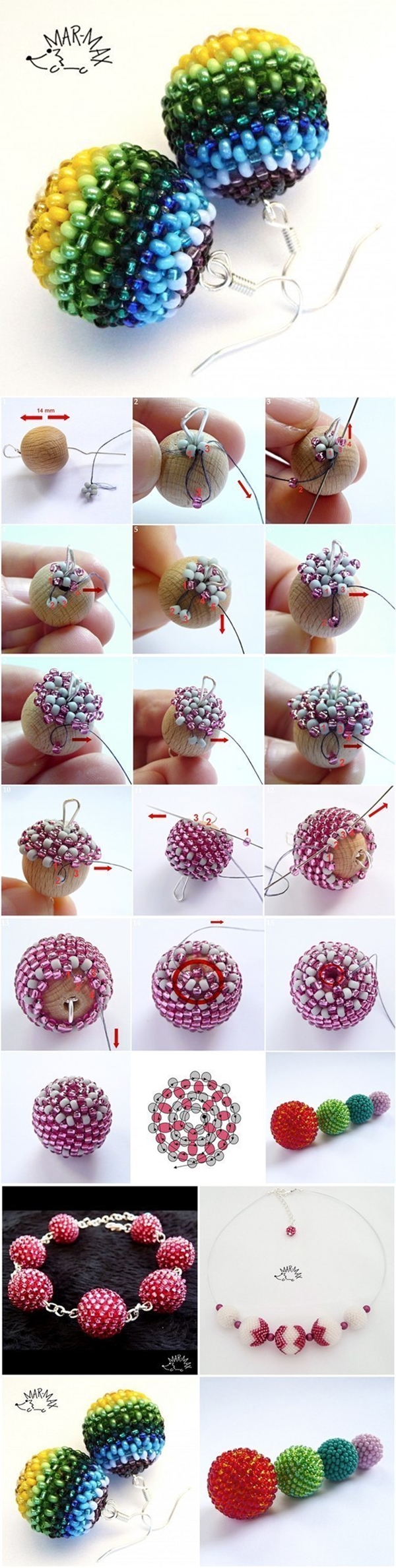bead ball earring tutorial