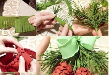 DIY Crepe Paper Pine Cone with Fir Leaf crepe papaer pine cone