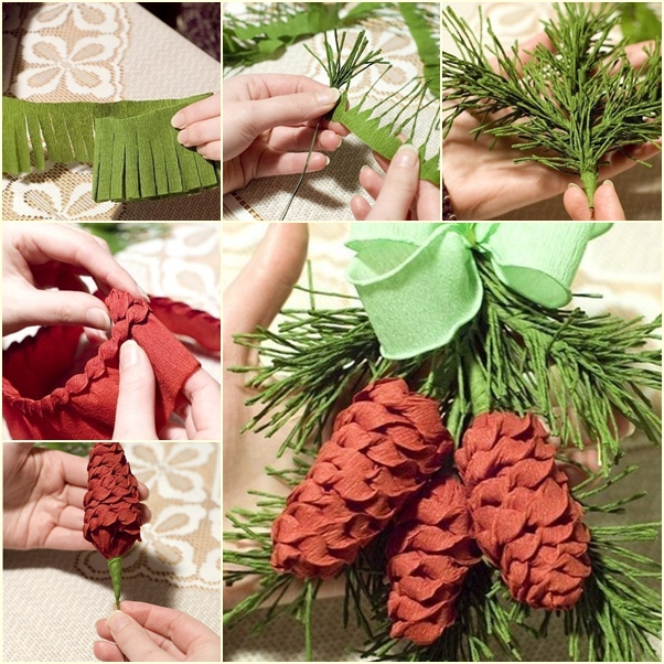 crepe papaer pine cone
