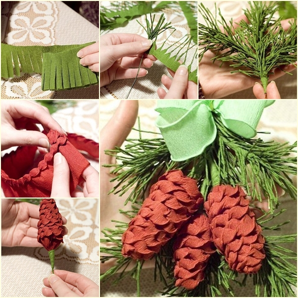 crepe papaer pine cone