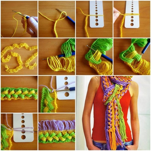 DIY Hhook on the line scarf using ruler free pattern and tutorial