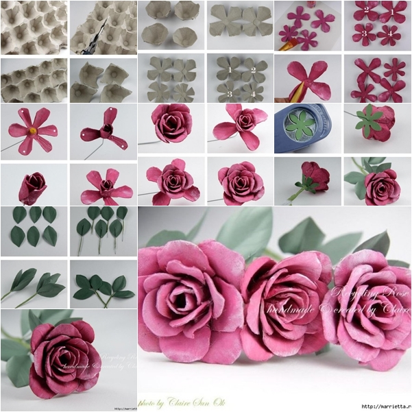 DIY Egg Carton Rose Bouquet tutorial